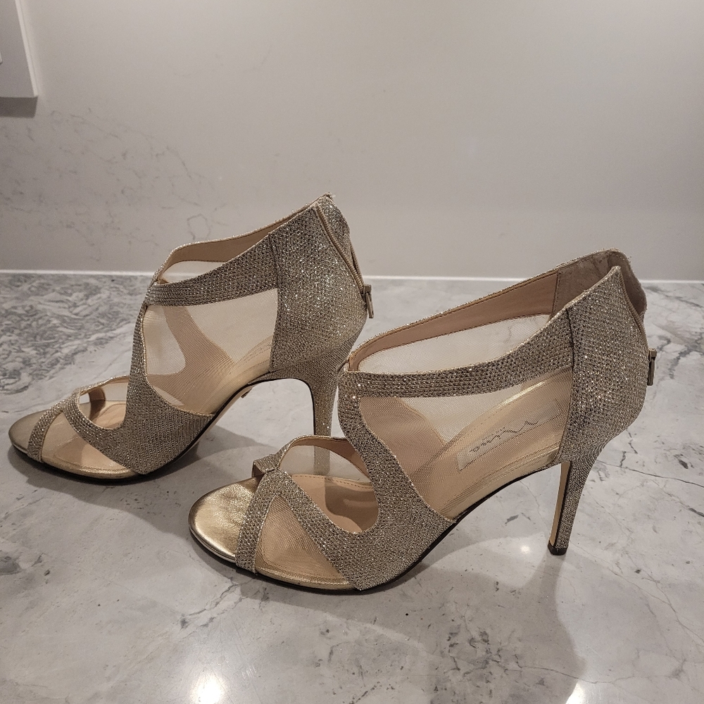 Nina Silver Sparkle Glitter Evening Pumps Heels Size 10